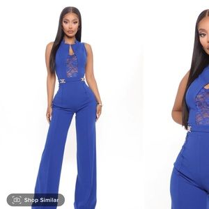 NEW with tags Fashion Nova High Roller Tuxedo Jumpsuit Color Royal Size Small